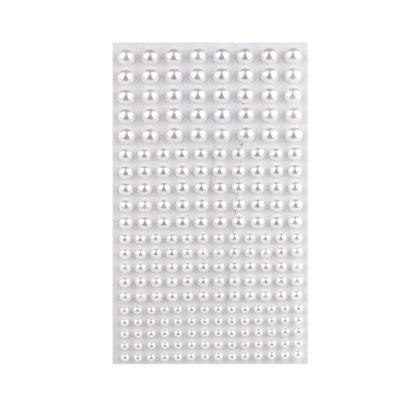 220pcs 3mm/4mm/5mm/6mm Pearl Stickers, Adhesive-Free, Direct-Adhesive Stage Performance Makeup Pearl Stickers, Single Self-Adhesive Pearl Stickers, Suitable for Hair, Face, Makeup, Nails, and DIY Crafts